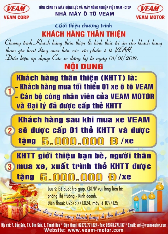 Chương trình khách hàng thân thiện của Veam Motor 