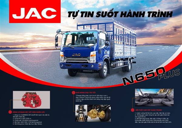 JAC N650Plus, 6.5Tấn, Thùng Bạt hoặc Kín Dài 6m2 Chassis